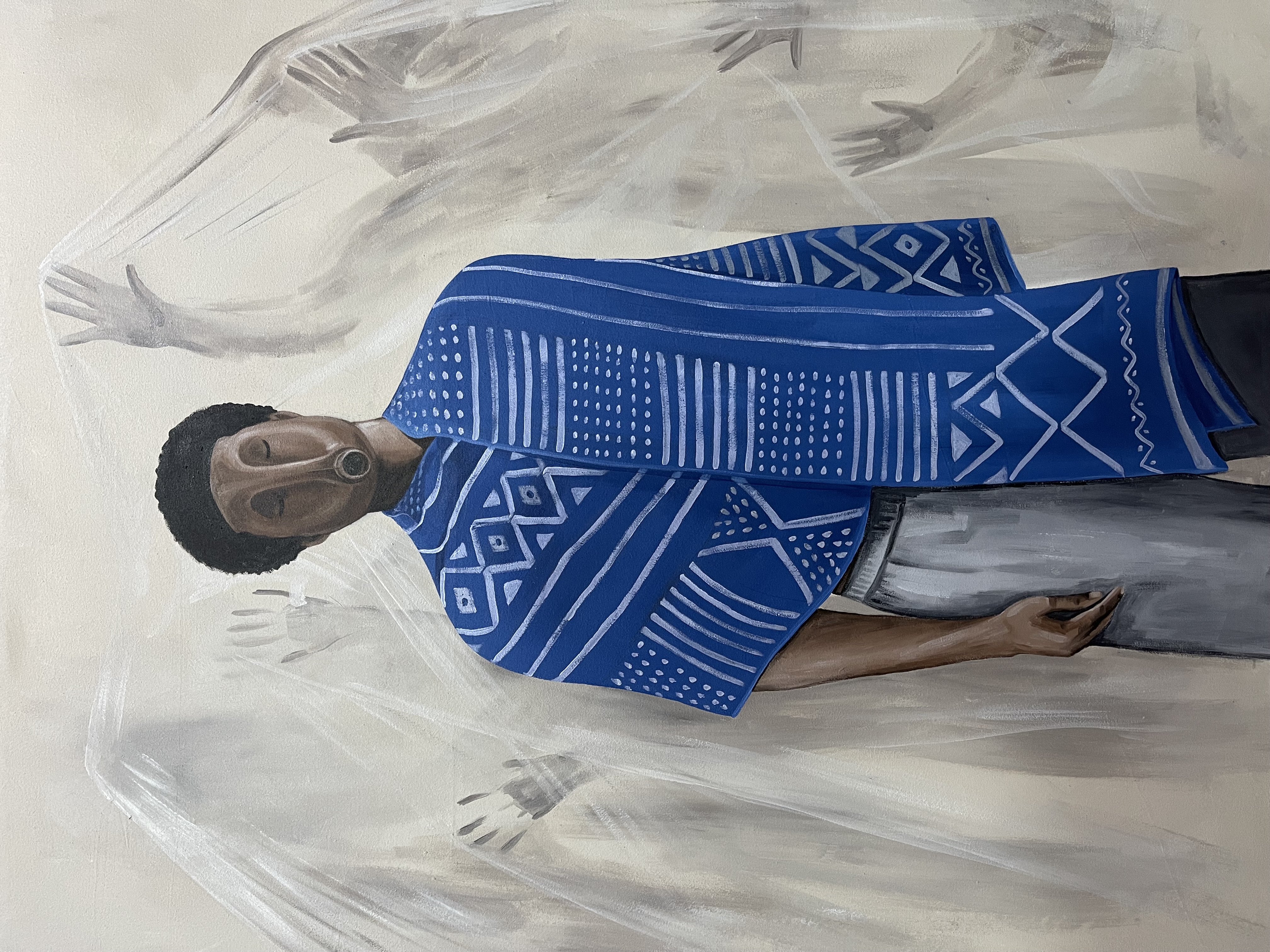 Yearning and waiting — Acrylic on canvas by LH Olanrewaju