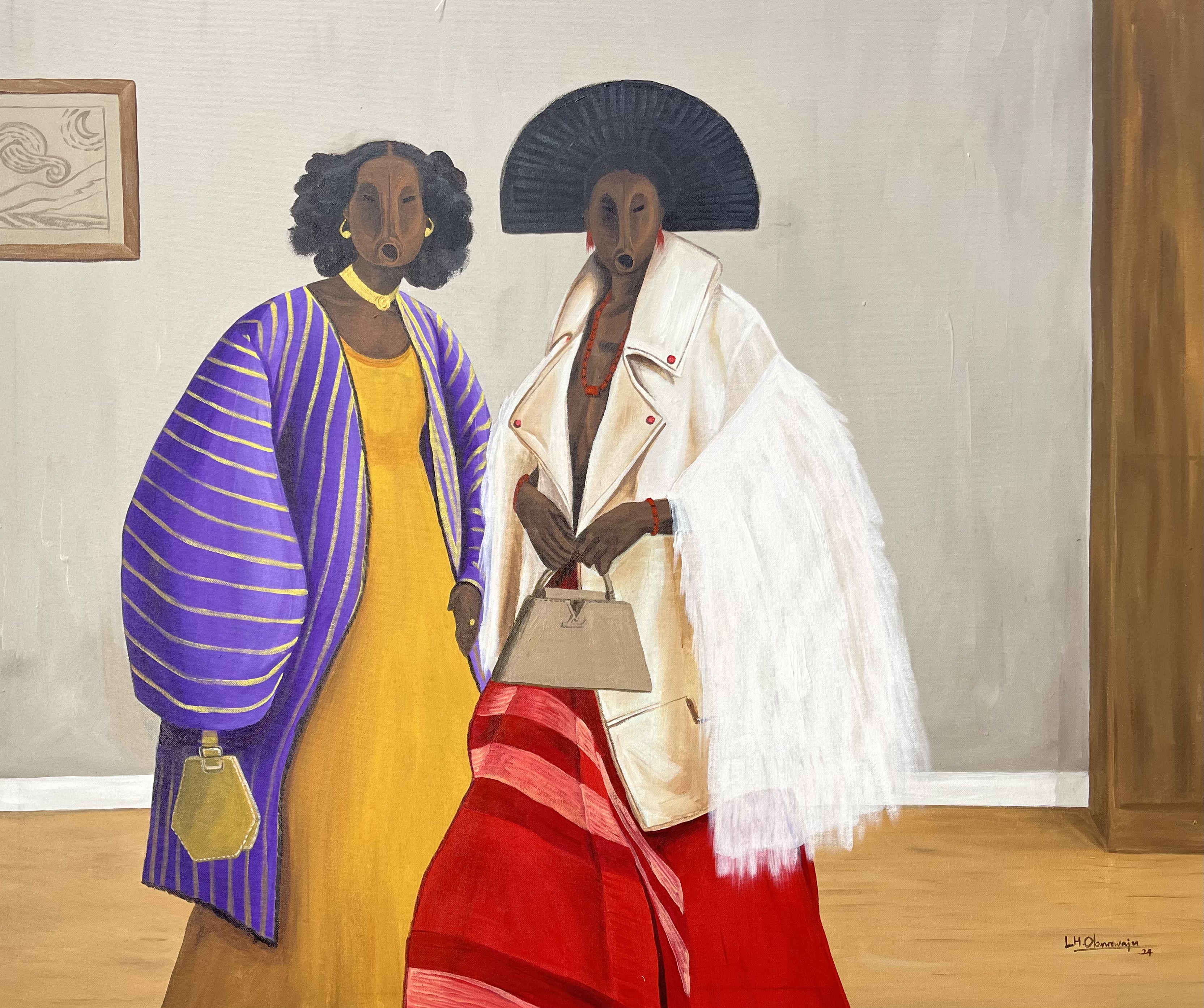 Glit and glam — Acrylic on tafetta by LH Olanrewaju