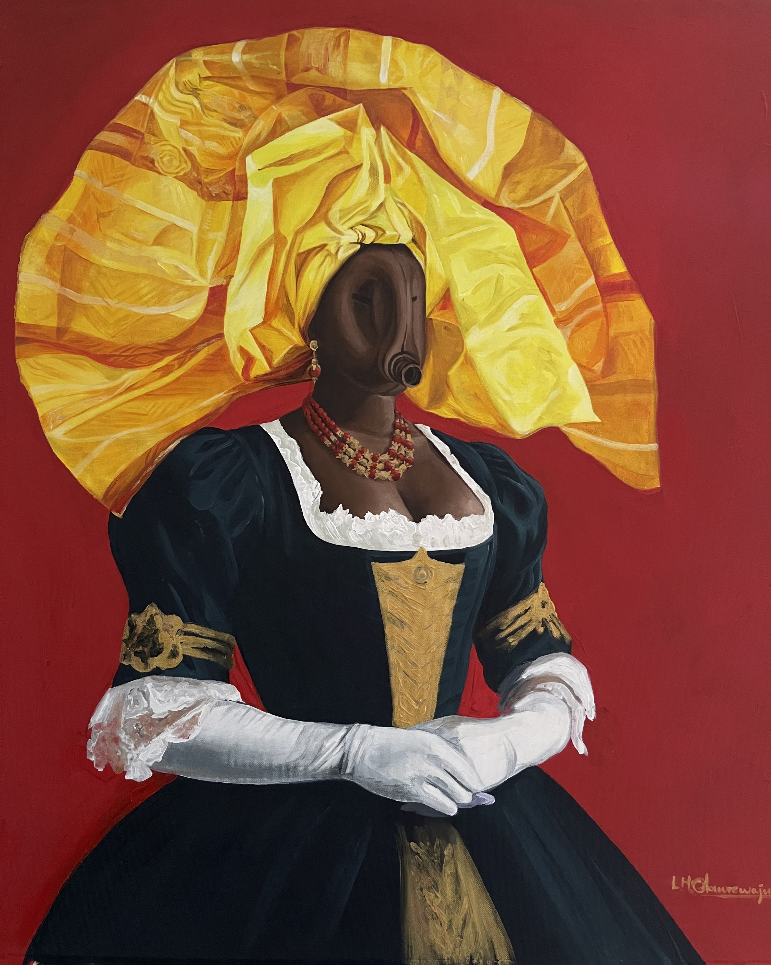 Madam kegs — Acrylic  on tafetta by LH Olanrewaju
