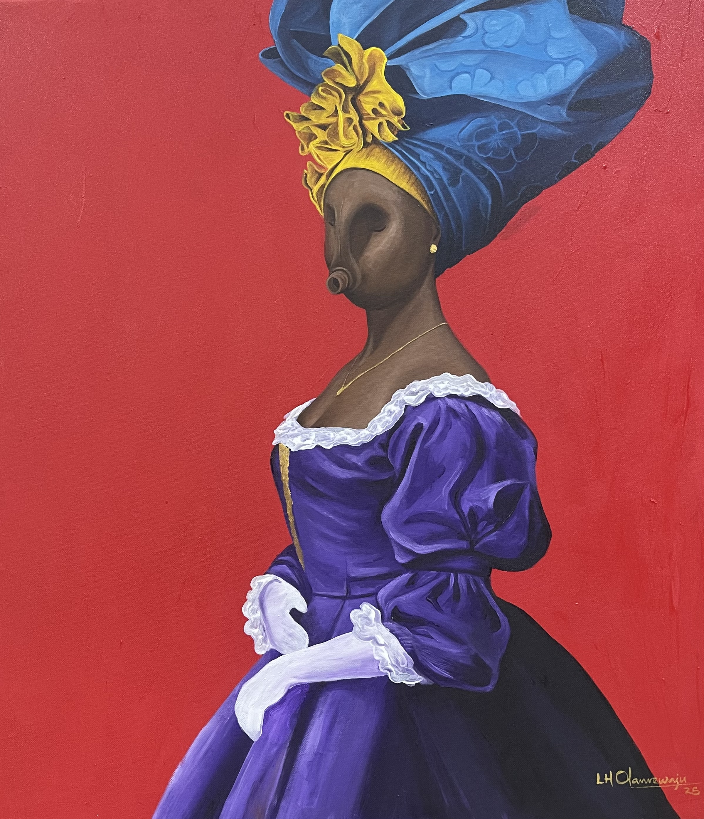 Madam kegs II — Acrylic on tafetta by LH Olanrewaju