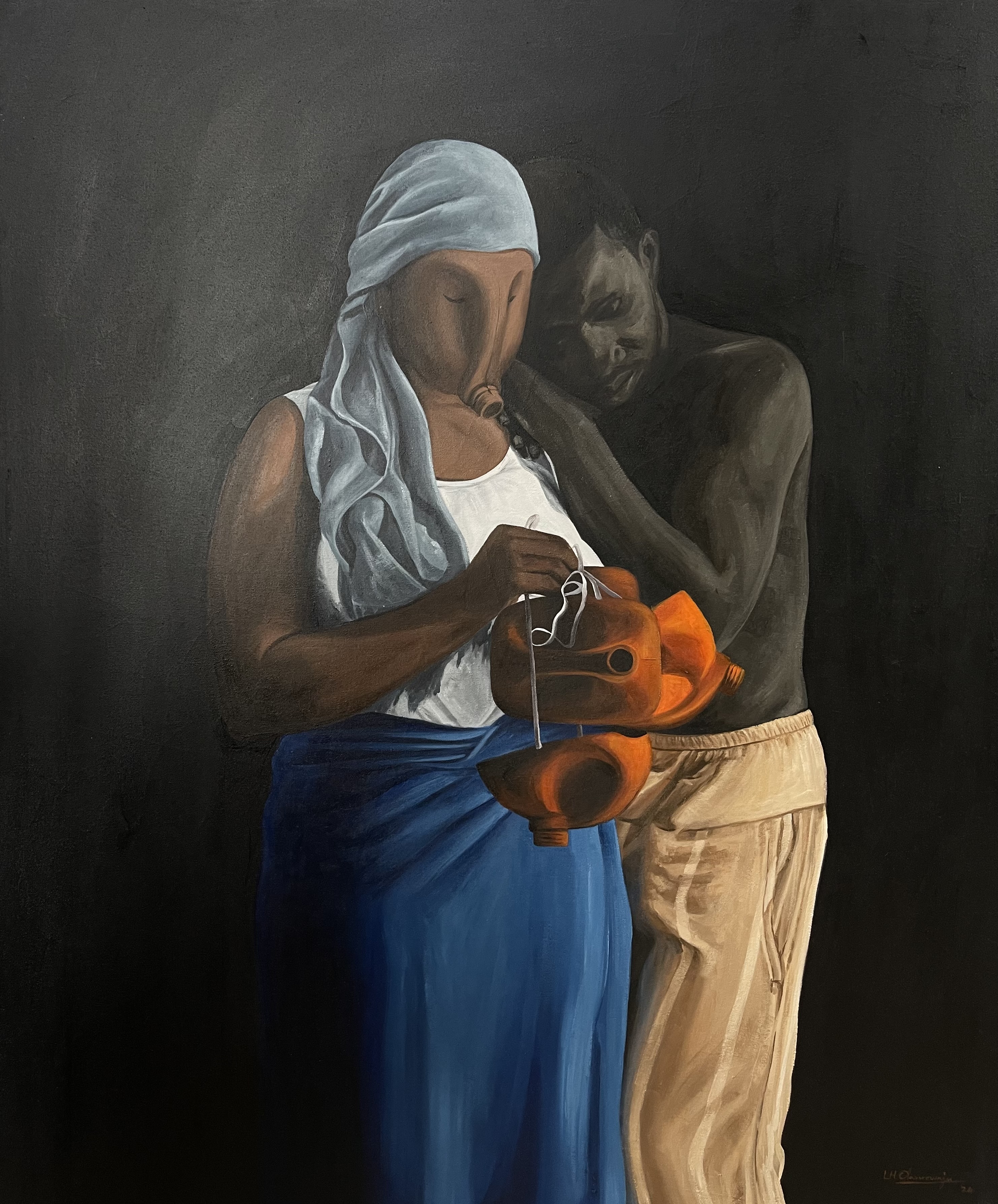Knots of change — Oil on canvas by LH Olanrewaju