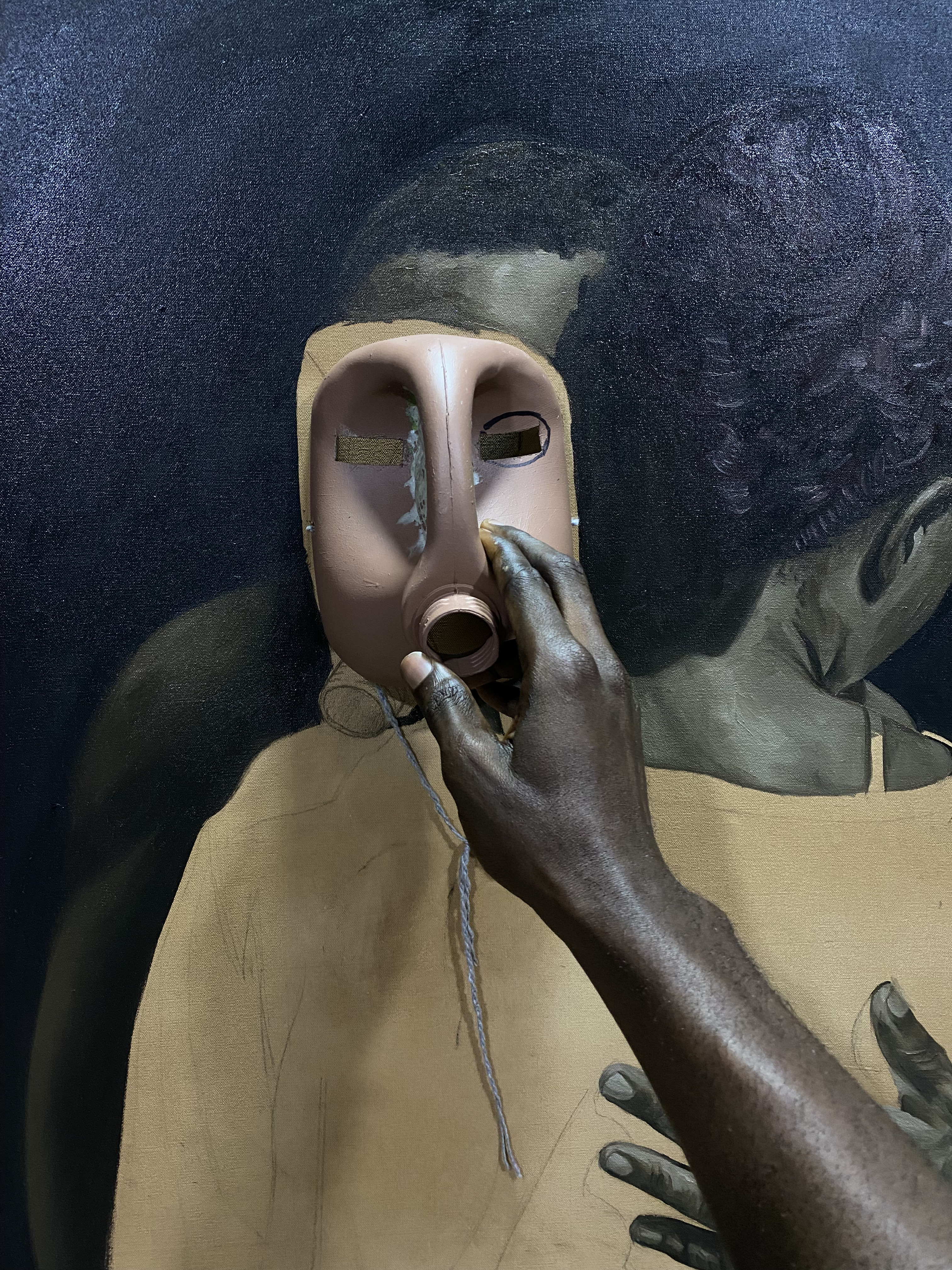 LH Olanrewaju in his studio